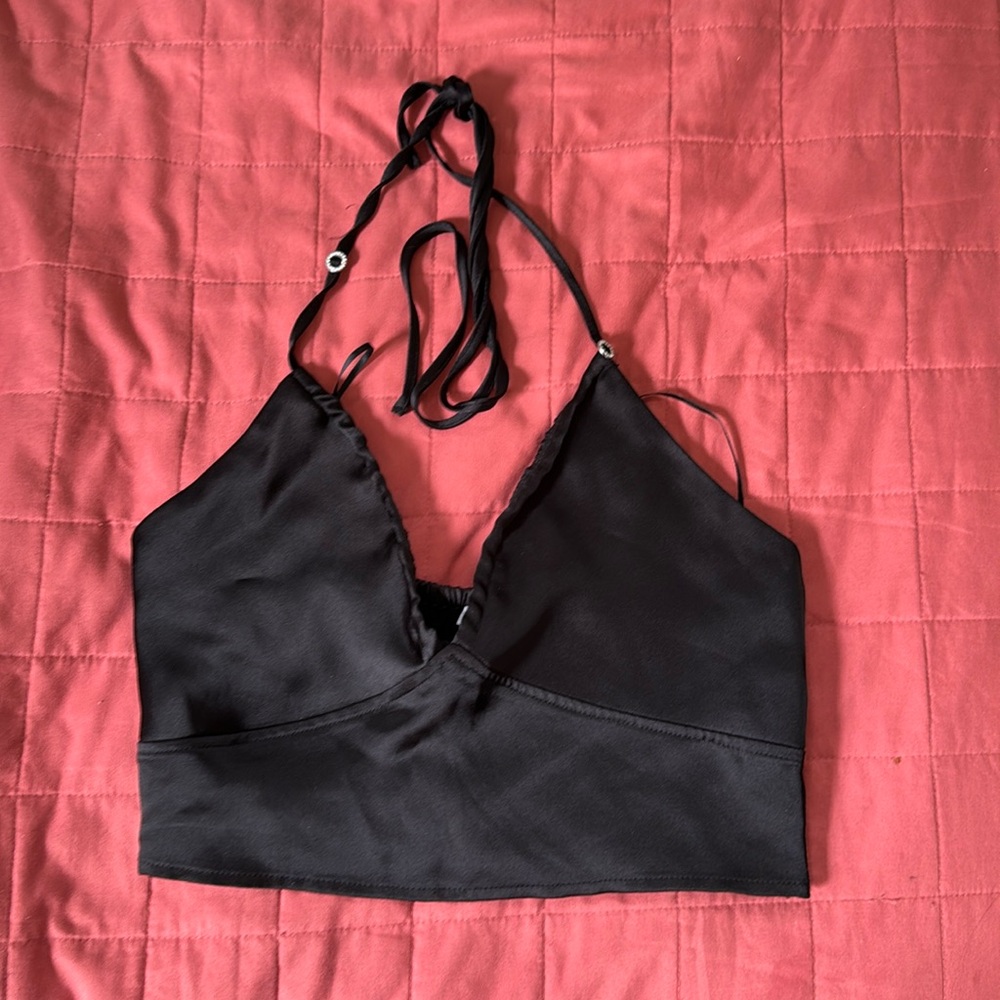 garage satin halter tank